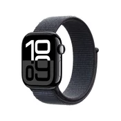 Apple Watch Series 10: GPS + Cellular, 42 mm, ohišje iz aluminija v intenzivno črni barvi, pašček Sport Loop v barvi črnila