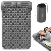 HyperMotion Napihljivo Kamping Ležišče za Dve Osebi z Blazinama - Mere 190 x 120 cm, Nylon 40D Ripstop, Dvojni Ventil, Zložljivo za Treking