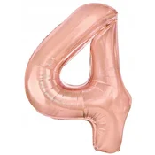 PartyPal Balon foliowy cyfra CZTERY 4 różowe złoto, 100 cm