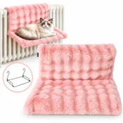 Mačja viseča mreža za radiator, mehka, puhasta, roza