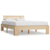 Vidaxl Posteljni okvir z vzglavjem 140x200 cm trdna borovina