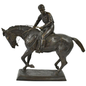 Casa Padrino luxury decorative sculpture jockey on horse bronze 58 x 19 x H. 53 cm - Bronze decorative sculpture - Bronze decorative figure - Desk decoration - Luxury Quality