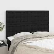 Vidaxl Vzglavje postelje črno 144x5x118/128 cm blago