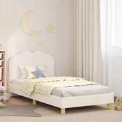 vidaXL Otroški posteljni okvir z vznožjem krema 90 x 200 cm