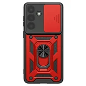 OEM Mayaxess, Prstanasti etui za Galaxy S26 z drsnim pokrovčkom kamere antišok, Rdeča, (5000274892)