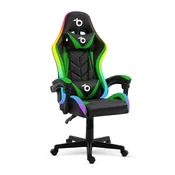 Delight BMD1115GR, do 120kg, RGB osvetlitev, ledvena in vzglavna podpora, črno-zelen gaming stol