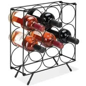 Home Styling Decoration metalni stalak za vino – 9 boca, crni