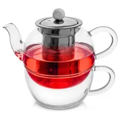 Northix Stekleni čajnik s čajno skodelico z infuzorjem 300+350 ml 2 kos.