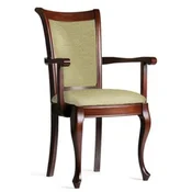 Casa Padrino Luxury Baroque Dining Chair with Armrests Green/Dark Brown