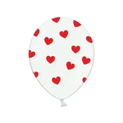 Balon 14 belih z rdečimi srčki 1 kos.