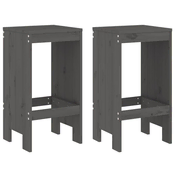 Barski stolci 2 kom sivi 40 x 36 x 75 cm od masivne borovine