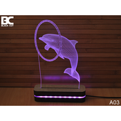 Black Cut 3D Lampa Delfin, Roze