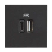 CLASSIA USB VTIČ TIPA A + TIPA C/230V AC/5V DC/3A 2M ČRNEGA RAZMERJA RG4287C2