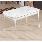 Hanah Home Trpezarijski sto na razvlacenje Carrara, 132-170 cm, Beli