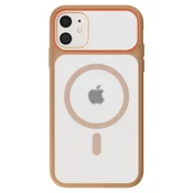 AVIZAR Ovitek MagSafe za iPhone 11, zadnja stran z dimnim efektom z ojačanim silikonskim okvirjem, Rjava, (5000190376)