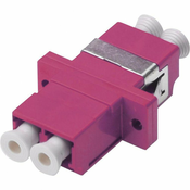 FO coupler, duplex, LC to LC, MM, violet, OM4 ceramic sleeve, polymer housing, incl. screws