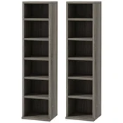 HOMCOM Set 2 kosov CD polic z nastavljivimi policami, regal za 204 CD varčevanje s prostorom, CD nosilec z 12 predali, za dnevno sobo, spalnico, pisarno, 21x22.5x88.5cm, temno siva
