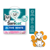 Sanicat Posip Za Mačke Grudvajući Active White, Miris Lotosa, Beli Bentonit 10L