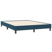 Vidaxl posteljni okvir brez vzmetnice temno modra 140x210 cm žamet