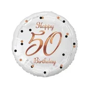 shumee Folija balon za 50. rojstni dan, bel, potisk rožnato zlate barve, 18
