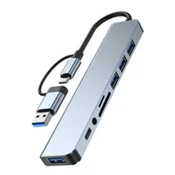 Gembird A-CM-COMBO8-06** Adapter, 8 portova, USB3.0, USB2.0, SD, 3.5mm)