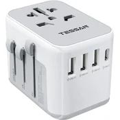Tessan 633FC putni adapter, 3× USB-A, 1× USB-C