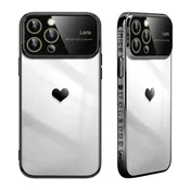 shumee SILIKONSKI OVITEK APPLE IPHONE 14 PRO ČRNI SRČEK + ZAŠČITA ZA KAMERO