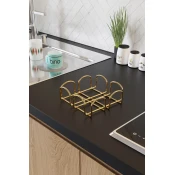 Aberto Design Držac salveta Kare Peçetelik, Metalni, 7 x 20 x 20 cm, Zlatne boje