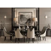 Casa Padrino Luxury Art Deco Dining Set Gray/Black/Silver - 1 Art Deco Dining Table & 6 Art Deco Dining Chairs - Art Deco Dining Furniture - Luxury Quality