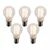 Komplet 5 pametnih E27 zatemnitvenih LED žarnic Kelvin A60 prozornih 7W 806 lm 1800-3000K