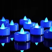 shumee 24x LED čajne svečke 3,8x3,5 modre barve brez plamena za noč čarovnic