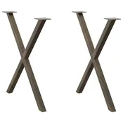 Vidaxl Noge za jedilno mizo v obliki črke X, 2 kosa, naravno jeklo, 70 x (72-73) cm, jeklo