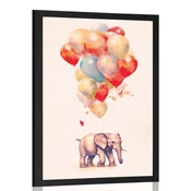 Plakat zasanjani slon z baloni - 20x30 silver