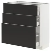 METOD / MAXIMERA Podni element s 3 fioke, bela/Nickebo boja antracita, mat, 80x37 cm