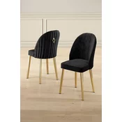 Hanah Home Set stolica Mara, 45x91x42 cm, 6 komada, Crno-zlatne boje