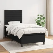 Greatstore Box spring postelja z vzmetnico črna 100x200 cm blago