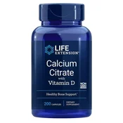 Life Extension kalcijev citrat z vitaminom D, 200 rastlinskih kapsul