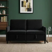 vidaXL Sofa s shrambo Črna 152 x 78 x 87 cm Poliester