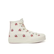 Modne superge Converse Chuck Taylor All Star Lift Platform Rose Cross Stitch A13659C Bela