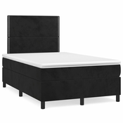 Box spring postelja z vzmetnico črna 120x190 cm žamet