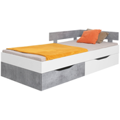 Krevet MBAA16, bialy lux/beton, Boja: Bijela + siva