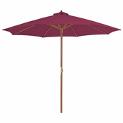 Vrtni suncobran s drvenom šipkom 300 cm bordo