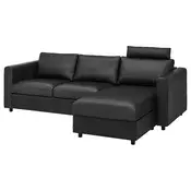 VIMLE Sofa trosed, s lenjivcem s naslonom za glavu/Grann/Bomstad crna