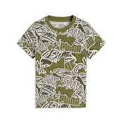 PUMA Essentials Scribble Printed Tee Youth, Shop, Olive Green, 6-7Y