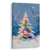 Slika praznična noč z barvnim drevescem - 30x40
