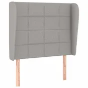 Vidaxl Vzglavje z ušesi svetlo sivo 103x23x118/128 cm blago
