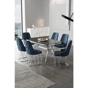 Hanah Home trpezarijski set Epal, sto i 6 stolica, ploca u dekoru Sonata, hromirane noge, antracit tkanina Babyface