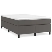 Vidaxl Posteljni okvir z vzmetmi siv 120x200 cm umetno usnje