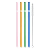 Set of 4 straight straws, coloured borosilicate glass, 23 cm, Sorrent