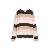 TOM TAILOR Pulover svetlo rjava/temno rjava/roza/bela